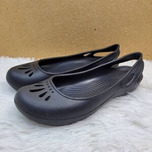 Crocs Malindi Waterproof Slingback Black Women's Ballet Flats Work Shoes Size 6